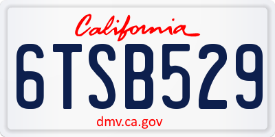 CA license plate 6TSB529