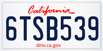 CA license plate 6TSB539