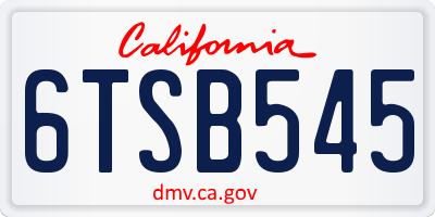 CA license plate 6TSB545