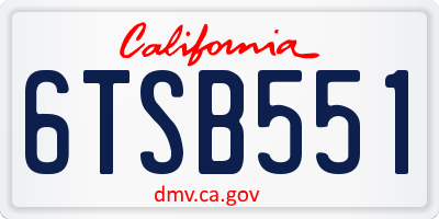 CA license plate 6TSB551