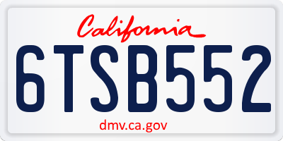 CA license plate 6TSB552