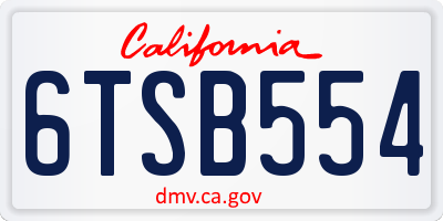 CA license plate 6TSB554