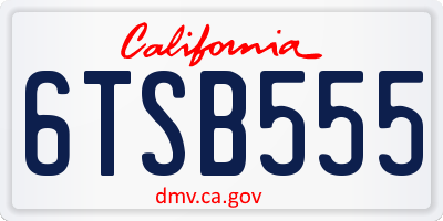 CA license plate 6TSB555
