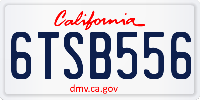 CA license plate 6TSB556