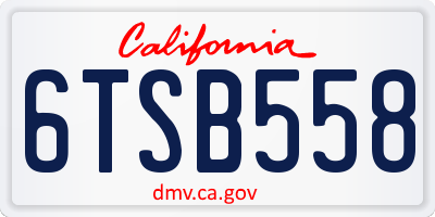 CA license plate 6TSB558