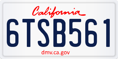 CA license plate 6TSB561