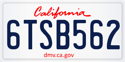 CA license plate 6TSB562