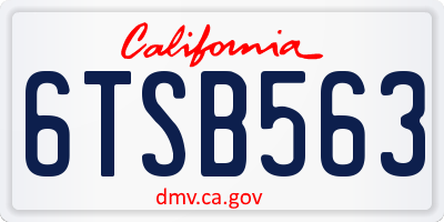 CA license plate 6TSB563