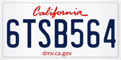 CA license plate 6TSB564