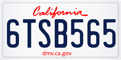 CA license plate 6TSB565