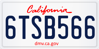 CA license plate 6TSB566