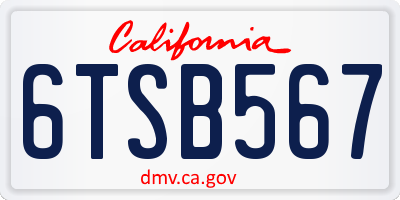 CA license plate 6TSB567