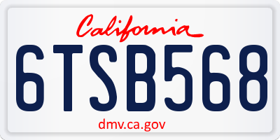 CA license plate 6TSB568