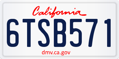 CA license plate 6TSB571