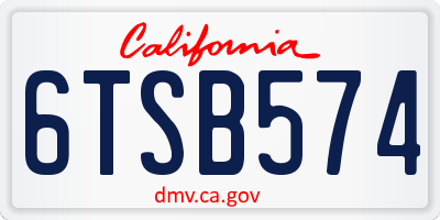 CA license plate 6TSB574