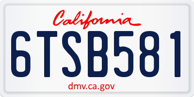CA license plate 6TSB581