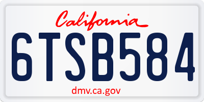 CA license plate 6TSB584