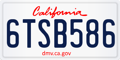 CA license plate 6TSB586
