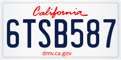 CA license plate 6TSB587