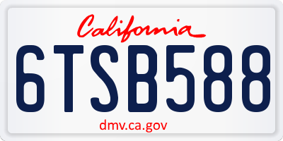 CA license plate 6TSB588