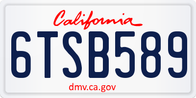 CA license plate 6TSB589