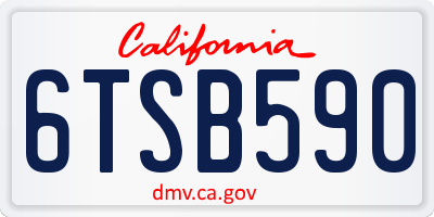 CA license plate 6TSB590