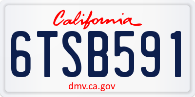 CA license plate 6TSB591