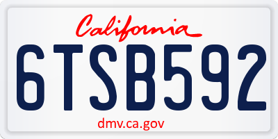 CA license plate 6TSB592