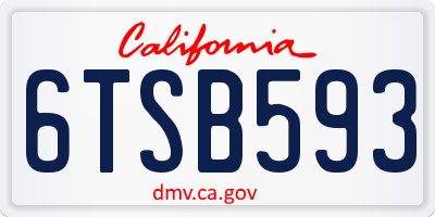CA license plate 6TSB593