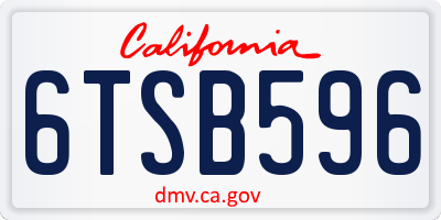 CA license plate 6TSB596