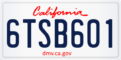 CA license plate 6TSB601