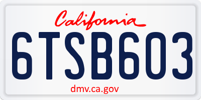 CA license plate 6TSB603