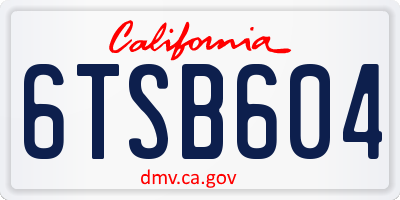 CA license plate 6TSB604