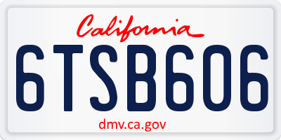 CA license plate 6TSB606