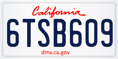 CA license plate 6TSB609
