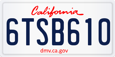 CA license plate 6TSB610