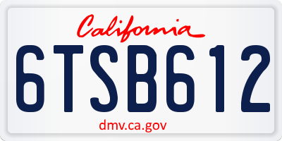 CA license plate 6TSB612
