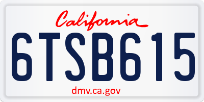 CA license plate 6TSB615