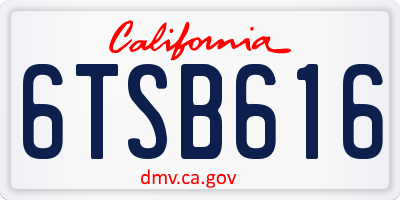 CA license plate 6TSB616