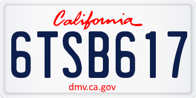 CA license plate 6TSB617