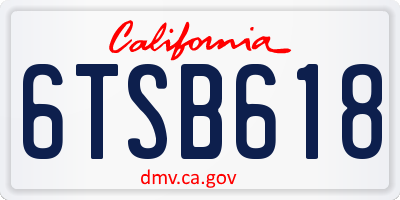 CA license plate 6TSB618