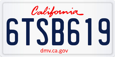 CA license plate 6TSB619