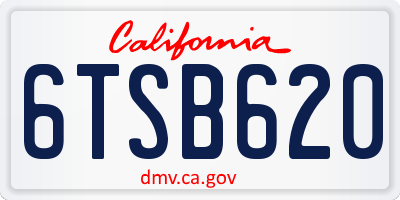 CA license plate 6TSB620