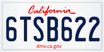 CA license plate 6TSB622