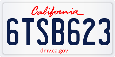 CA license plate 6TSB623
