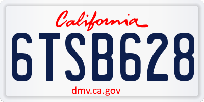 CA license plate 6TSB628