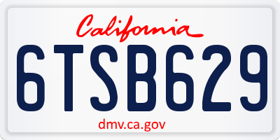 CA license plate 6TSB629