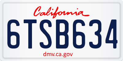 CA license plate 6TSB634