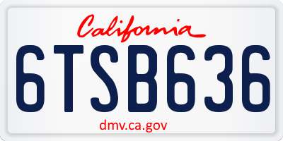 CA license plate 6TSB636