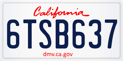 CA license plate 6TSB637